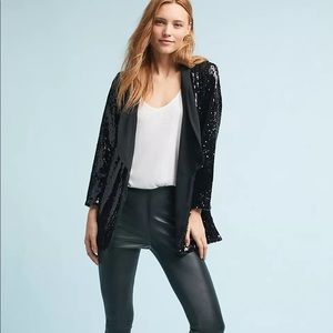 Anthropologie/Cartonnier Sequined Noir Black Blazer